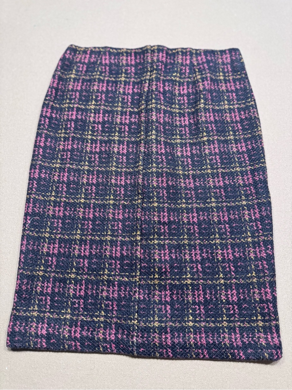 NYCC Gold-Button Tweed Pencil Skirt in Black and Pink - Picture 2 of 5